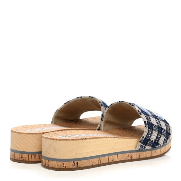 Plaid Blue Chanel Mules - Picture 6 of 7